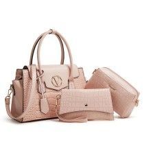 Large Capacity Crocodile PU Leather Multi-Piece Tote Shoulder & Crossbody Bag Set, 3-Piece Women’s Handbag Set