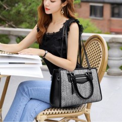 Large Capacity Elegant Lady Straw Bags PU Leather Woven Shoulder Bags Women Basket Sac Handbags