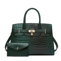 PU Leather Crocodile Patterned Women's Handbag Trendy Tote Bag Large Capacity Shoulder Bag Two-piece set