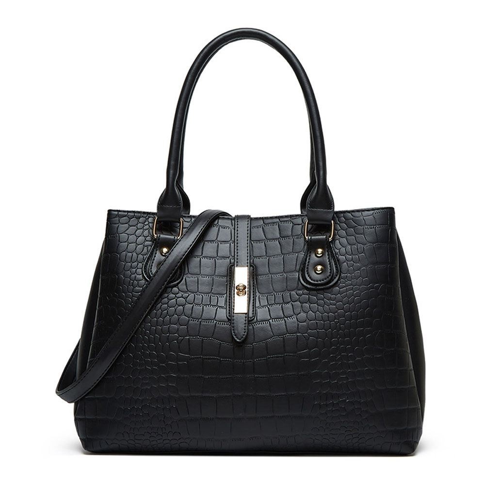 Crocodile Patterned Women's Handbag PU Leather Trendy Tote Bag Large Capacity Shoulder Bag Two-piece set